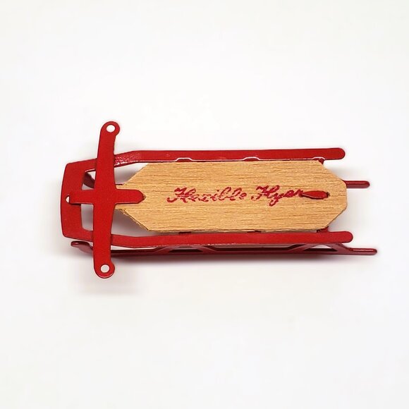 Dollhouse Miniature Flexible Flyer Sled Red Vintage Made in Taiwan ROC 3" - Picture 1 of 4